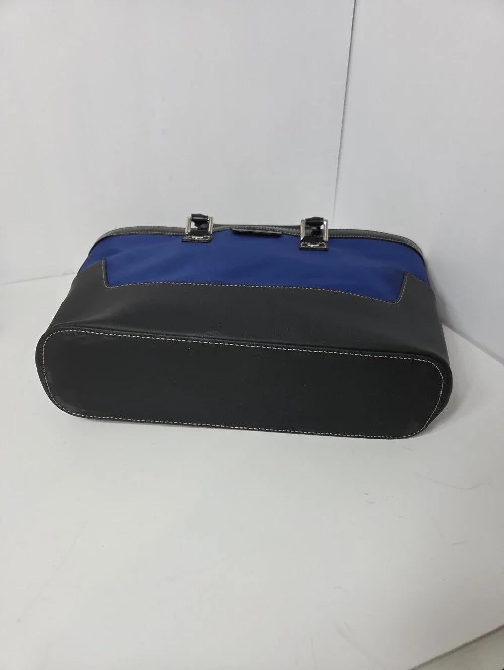 Lauren Ralph Lauren Blue and Black Structured Tote Bag Career Weekend City